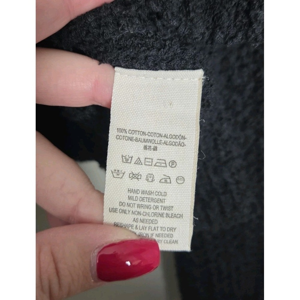 Free People Coco Front Twist V-Neck Sweater Size Medium Black Knit Cotton - Picture 4 of 9